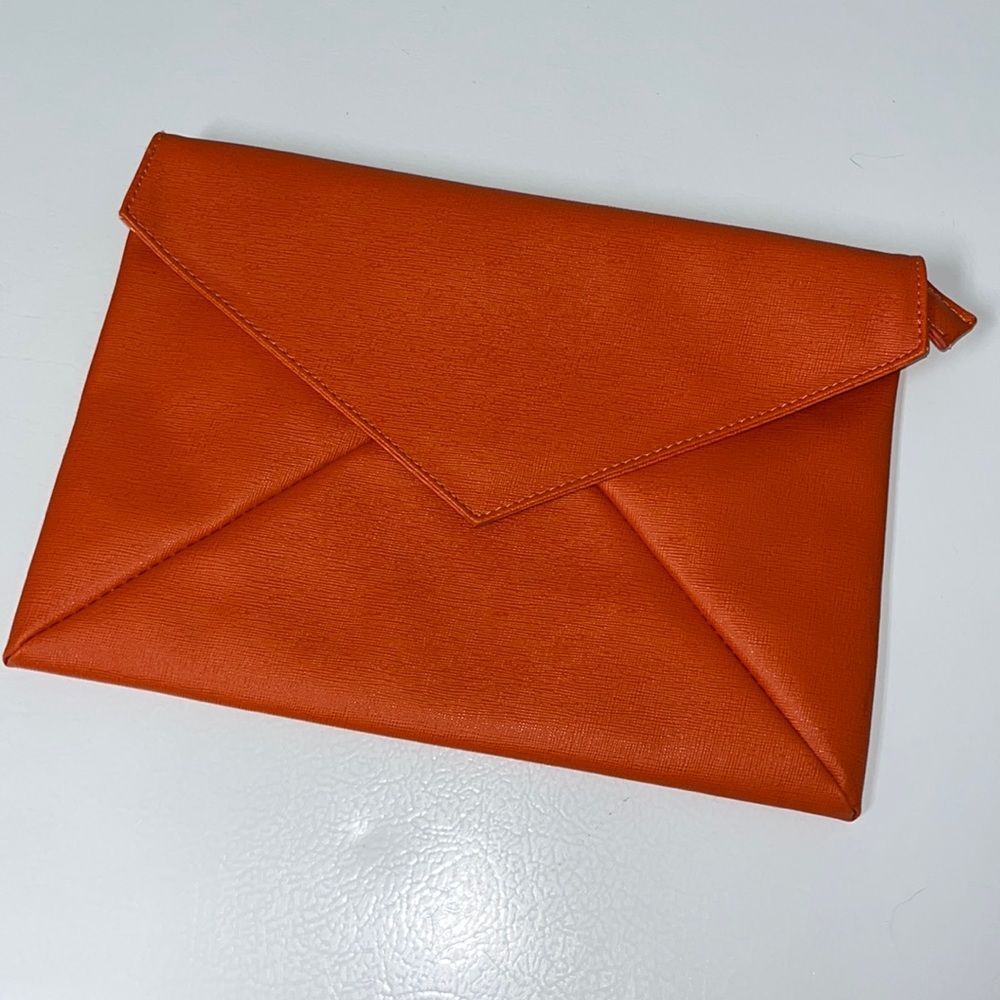 Bold Orange Envelope Clutch or Crossbody needs Straps Zebra Print Interior!